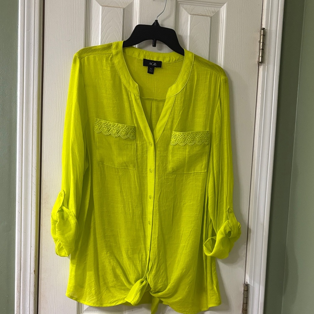 AGB Neon Yellow Button-Down Shirt
